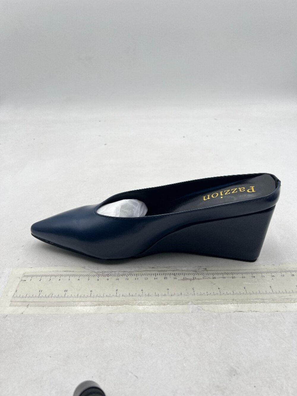 Pazzion Blue Pointed Toe Mid Low Heel Clogs Mule Slip On Wedges Slides Sandals